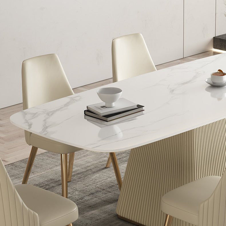 Rectangle Traditional Luxury Dining Table Sintered Stone Table with White Pedestal Base Clearhalo ' dining_table' 'Dining Tables & Seating' 'Dining Tables' 'furn' 'furn_dining_table' 'Furniture' 'furniture_dining_table' 'Kitchen & Dining Furniture' 'kitchen&dining_furn' 'kitchen' 'kitchen_dining_table' 3994523