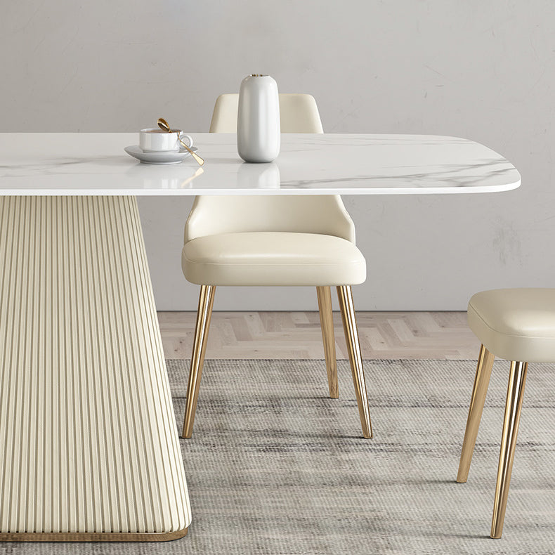 Rectangle Traditional Luxury Dining Table Sintered Stone Table with White Pedestal Base Clearhalo ' dining_table' 'Dining Tables & Seating' 'Dining Tables' 'furn' 'furn_dining_table' 'Furniture' 'furniture_dining_table' 'Kitchen & Dining Furniture' 'kitchen&dining_furn' 'kitchen' 'kitchen_dining_table' 3994524