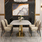 Rectangle Traditional Luxury Dining Table White Sintered Stone Table with Gold Pedestal Base Clearhalo ' dining_table' 'Dining Tables & Seating' 'Dining Tables' 'furn' 'furn_dining_table' 'Furniture' 'furniture_dining_table' 'Kitchen & Dining Furniture' 'kitchen&dining_furn' 'kitchen' 'kitchen_dining_table' 3994534