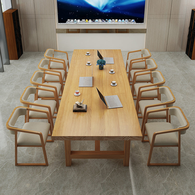 Rectangle Industrial Dining Room Table Pine Solid Wood Table with Double Pedestal Clearhalo ' dining_table' 'Dining Tables & Seating' 'Dining Tables' 'furn' 'furn_dining_table' 'Furniture' 'furniture_dining_table' 'Kitchen & Dining Furniture' 'kitchen&dining_furn' 'kitchen' 'kitchen_dining_table' 3994554
