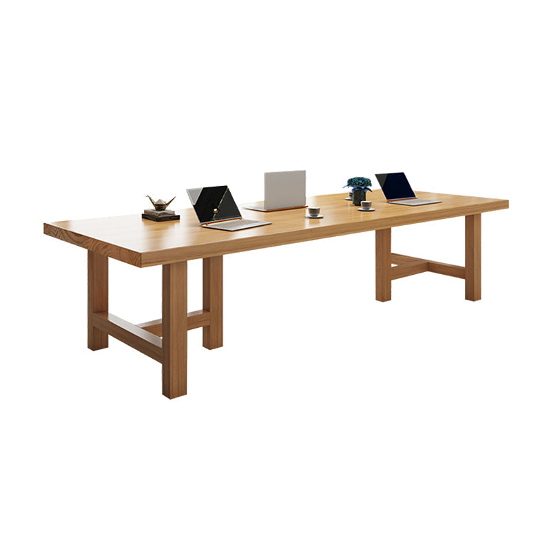 Rectangle Industrial Dining Room Table Pine Solid Wood Table with Double Pedestal Without Chairs Clearhalo ' dining_table' 'Dining Tables & Seating' 'Dining Tables' 'furn' 'furn_dining_table' 'Furniture' 'furniture_dining_table' 'Kitchen & Dining Furniture' 'kitchen&dining_furn' 'kitchen' 'kitchen_dining_table' 3994558