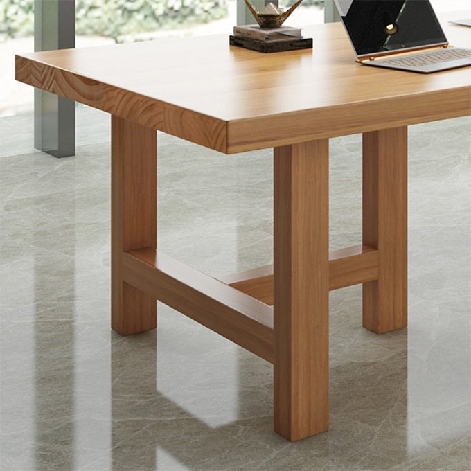 Rectangle Industrial Dining Room Table Pine Solid Wood Table with Double Pedestal Clearhalo ' dining_table' 'Dining Tables & Seating' 'Dining Tables' 'furn' 'furn_dining_table' 'Furniture' 'furniture_dining_table' 'Kitchen & Dining Furniture' 'kitchen&dining_furn' 'kitchen' 'kitchen_dining_table' 3994561