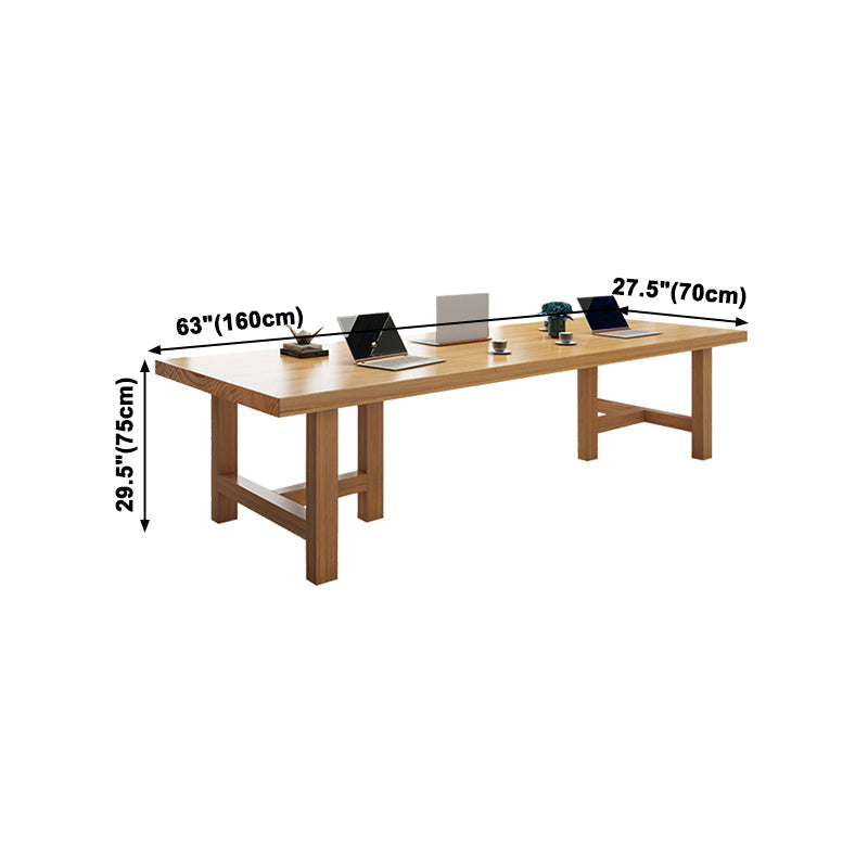 Rectangle Industrial Dining Room Table Pine Solid Wood Table with Double Pedestal Clearhalo ' dining_table' 'Dining Tables & Seating' 'Dining Tables' 'furn' 'furn_dining_table' 'Furniture' 'furniture_dining_table' 'Kitchen & Dining Furniture' 'kitchen&dining_furn' 'kitchen' 'kitchen_dining_table' 3994567