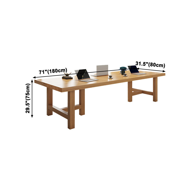 Rectangle Industrial Dining Room Table Pine Solid Wood Table with Double Pedestal Clearhalo ' dining_table' 'Dining Tables & Seating' 'Dining Tables' 'furn' 'furn_dining_table' 'Furniture' 'furniture_dining_table' 'Kitchen & Dining Furniture' 'kitchen&dining_furn' 'kitchen' 'kitchen_dining_table' 3994568