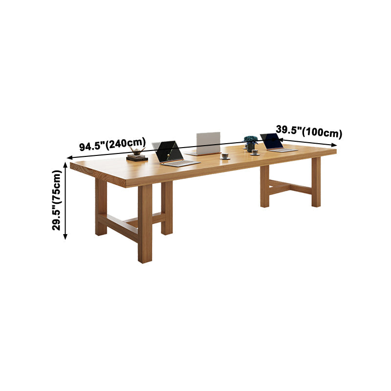 Rectangle Industrial Dining Room Table Pine Solid Wood Table with Double Pedestal Clearhalo ' dining_table' 'Dining Tables & Seating' 'Dining Tables' 'furn' 'furn_dining_table' 'Furniture' 'furniture_dining_table' 'Kitchen & Dining Furniture' 'kitchen&dining_furn' 'kitchen' 'kitchen_dining_table' 3994571