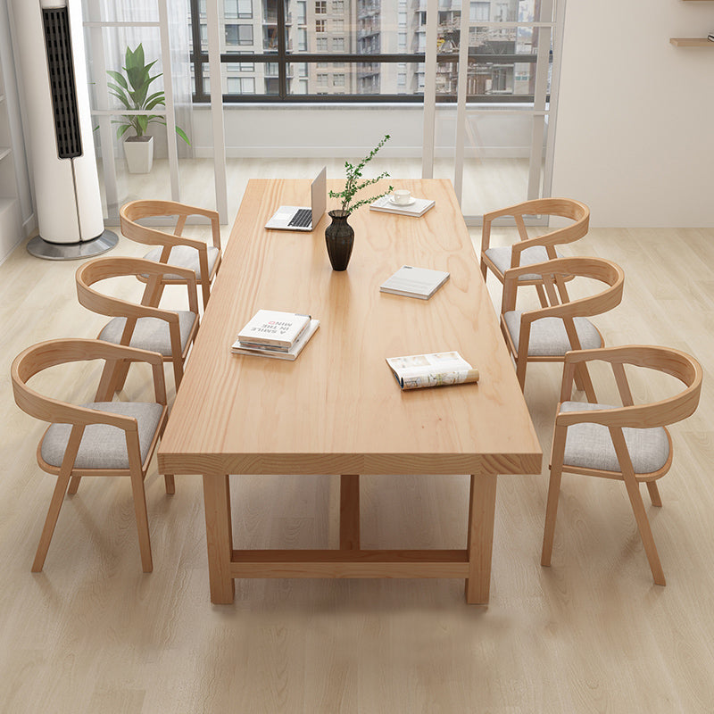 Rectangle Industrial Dining Room Table Pine Solid Wood Table with Trestle Base Clearhalo ' dining_table' 'Dining Tables & Seating' 'Dining Tables' 'furn' 'furn_dining_table' 'Furniture' 'furniture_dining_table' 'Kitchen & Dining Furniture' 'kitchen&dining_furn' 'kitchen' 'kitchen_dining_table' 3994578