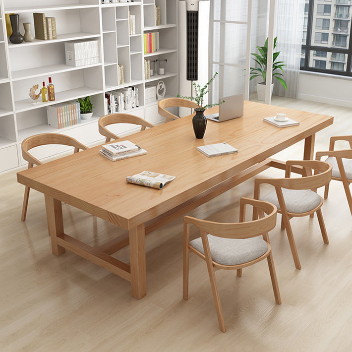 Rectangle Industrial Dining Room Table Pine Solid Wood Table with Trestle Base Clearhalo ' dining_table' 'Dining Tables & Seating' 'Dining Tables' 'furn' 'furn_dining_table' 'Furniture' 'furniture_dining_table' 'Kitchen & Dining Furniture' 'kitchen&dining_furn' 'kitchen' 'kitchen_dining_table' 3994580
