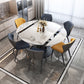 Simplicity Round Dining Table Marble Table with Black Pedestal Base Clearhalo ' dining_table' 'Dining Tables & Seating' 'Dining Tables' 'furn' 'furn_dining_table' 'Furniture' 'furniture_dining_table' 'Kitchen & Dining Furniture' 'kitchen&dining_furn' 'kitchen' 'kitchen_dining_table' 3994618