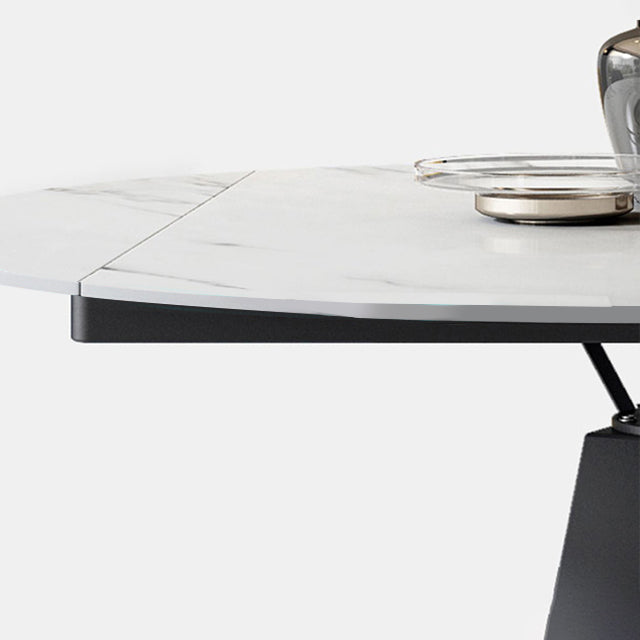 Simplicity Round Dining Table Marble Table with Black Pedestal Base Clearhalo ' dining_table' 'Dining Tables & Seating' 'Dining Tables' 'furn' 'furn_dining_table' 'Furniture' 'furniture_dining_table' 'Kitchen & Dining Furniture' 'kitchen&dining_furn' 'kitchen' 'kitchen_dining_table' 3994621