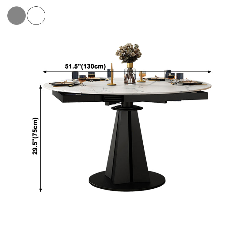 Simplicity Round Dining Table Marble Table with Black Pedestal Base Clearhalo ' dining_table' 'Dining Tables & Seating' 'Dining Tables' 'furn' 'furn_dining_table' 'Furniture' 'furniture_dining_table' 'Kitchen & Dining Furniture' 'kitchen&dining_furn' 'kitchen' 'kitchen_dining_table' 3994626