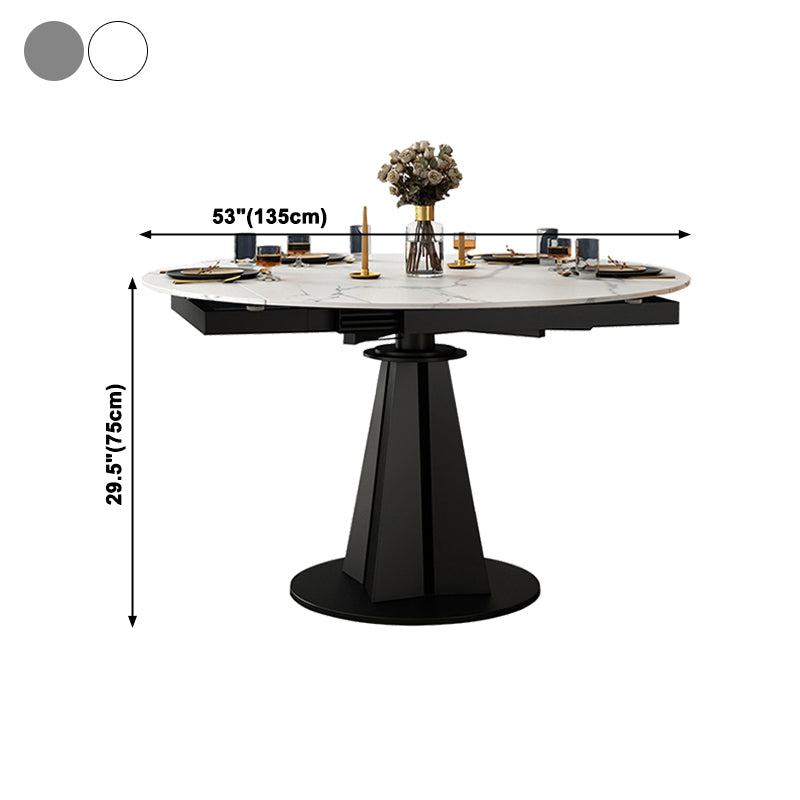 Simplicity Round Dining Table Marble Table with Black Pedestal Base Clearhalo ' dining_table' 'Dining Tables & Seating' 'Dining Tables' 'furn' 'furn_dining_table' 'Furniture' 'furniture_dining_table' 'Kitchen & Dining Furniture' 'kitchen&dining_furn' 'kitchen' 'kitchen_dining_table' 3994627