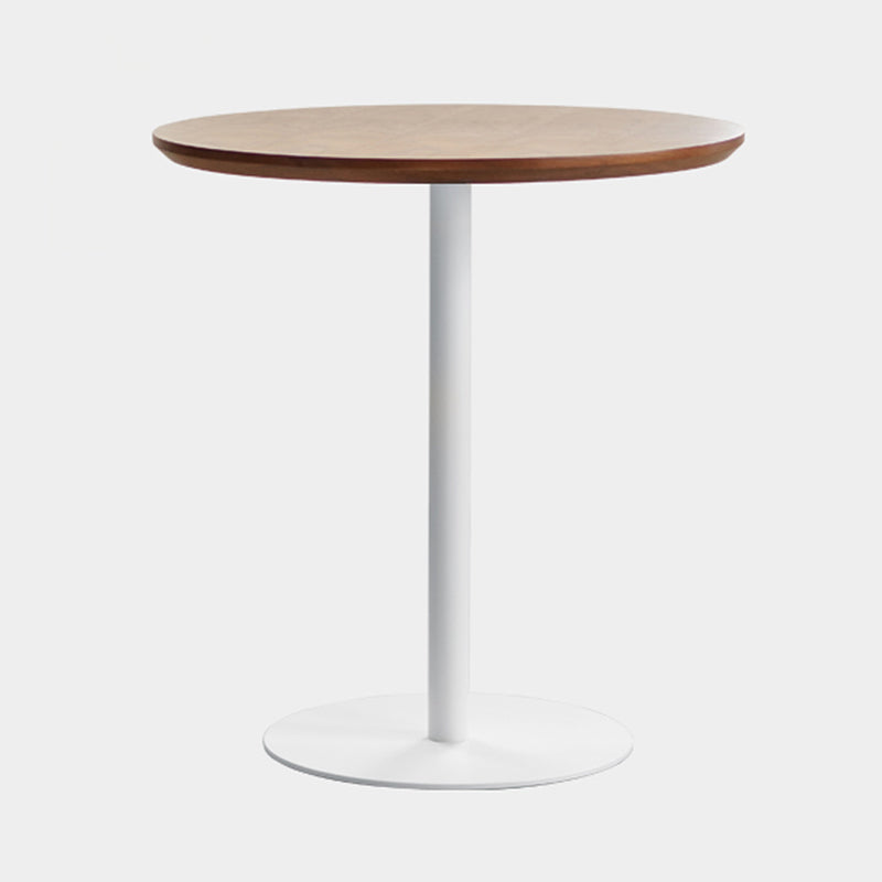 Round Tulip Base Casual Dining Table Four-Color Fixed Table with Solid Wood Brown 27.6"L x 27.6"W x 29.5"H Without Chairs Clearhalo ' dining_table' 'Dining Tables & Seating' 'Dining Tables' 'furn' 'furn_dining_table' 'Furniture' 'furniture_dining_table' 'Kitchen & Dining Furniture' 'kitchen&dining_furn' 'kitchen' 'kitchen_dining_table' 3994631