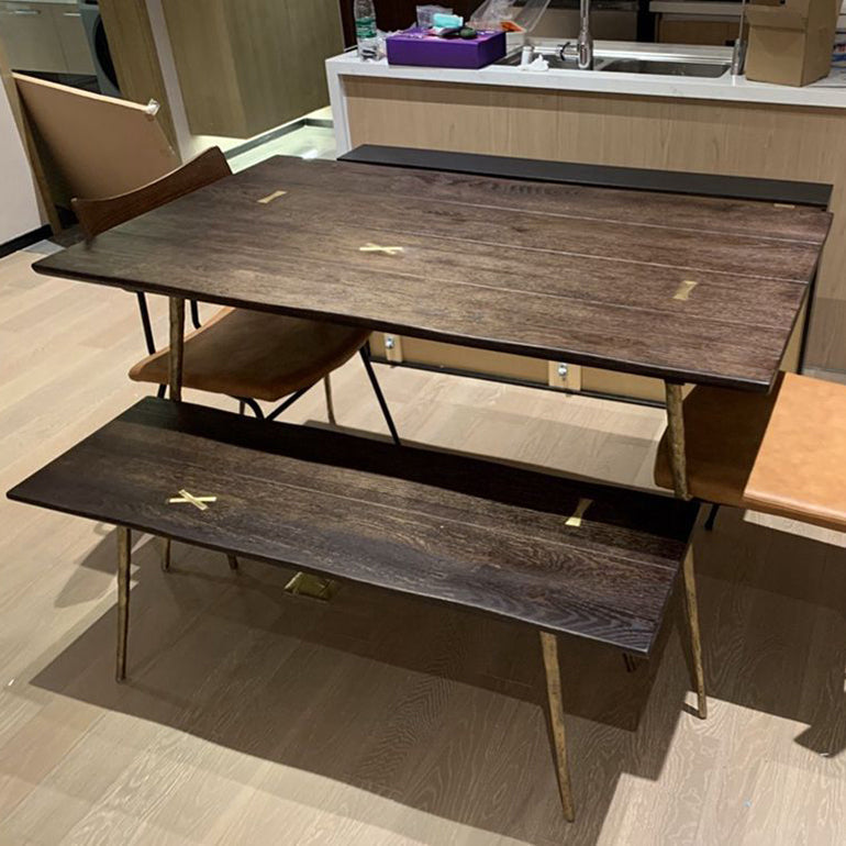 Metal Industrial Rectangle Dining Table Solid Wood Top Table with Legs Clearhalo ' dining_table' 'Dining Tables & Seating' 'Dining Tables' 'furn' 'furn_dining_table' 'Furniture' 'furniture_dining_table' 'Kitchen & Dining Furniture' 'kitchen&dining_furn' 'kitchen' 'kitchen_dining_table' 3994689