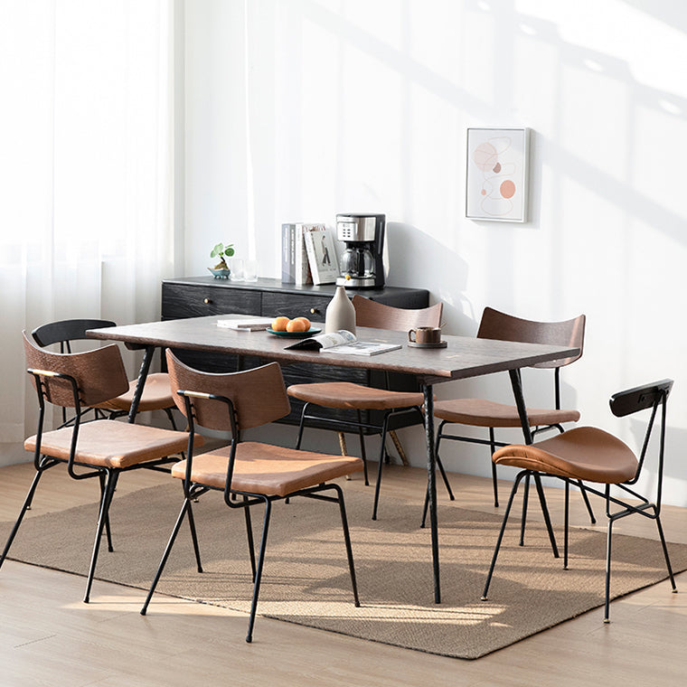 Metal Industrial Rectangle Dining Table Solid Wood Top Table with Legs Clearhalo ' dining_table' 'Dining Tables & Seating' 'Dining Tables' 'furn' 'furn_dining_table' 'Furniture' 'furniture_dining_table' 'Kitchen & Dining Furniture' 'kitchen&dining_furn' 'kitchen' 'kitchen_dining_table' 3994700