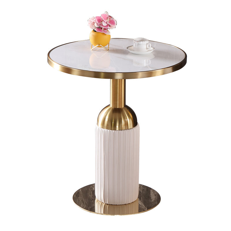 Round Shape Sintered Stone Dining Table Glam Pedestal Table for Dining Room White-Gold Without Chairs Clearhalo ' dining_table' 'Dining Tables & Seating' 'Dining Tables' 'furn' 'furn_dining_table' 'Furniture' 'furniture_dining_table' 'Kitchen & Dining Furniture' 'kitchen&dining_furn' 'kitchen' 'kitchen_dining_table' 3994758
