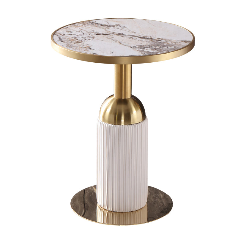 Round Shape Sintered Stone Dining Table Glam Pedestal Table for Dining Room Pandora & Gold Without Chairs Clearhalo ' dining_table' 'Dining Tables & Seating' 'Dining Tables' 'furn' 'furn_dining_table' 'Furniture' 'furniture_dining_table' 'Kitchen & Dining Furniture' 'kitchen&dining_furn' 'kitchen' 'kitchen_dining_table' 3994759
