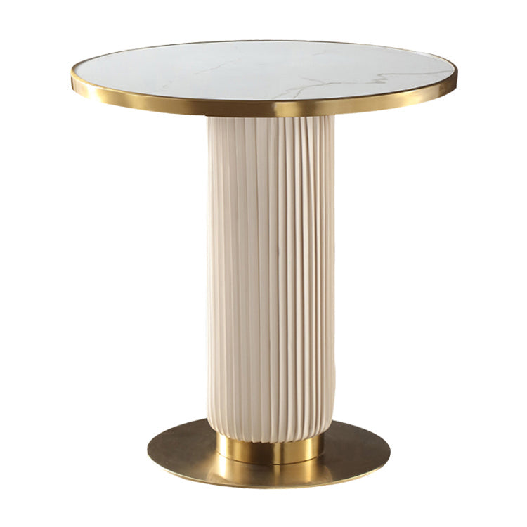 Round Shape Sintered Stone Dining Table Glam Pedestal Table for Dining Room White Without Chairs Clearhalo ' dining_table' 'Dining Tables & Seating' 'Dining Tables' 'furn' 'furn_dining_table' 'Furniture' 'furniture_dining_table' 'Kitchen & Dining Furniture' 'kitchen&dining_furn' 'kitchen' 'kitchen_dining_table' 3994761