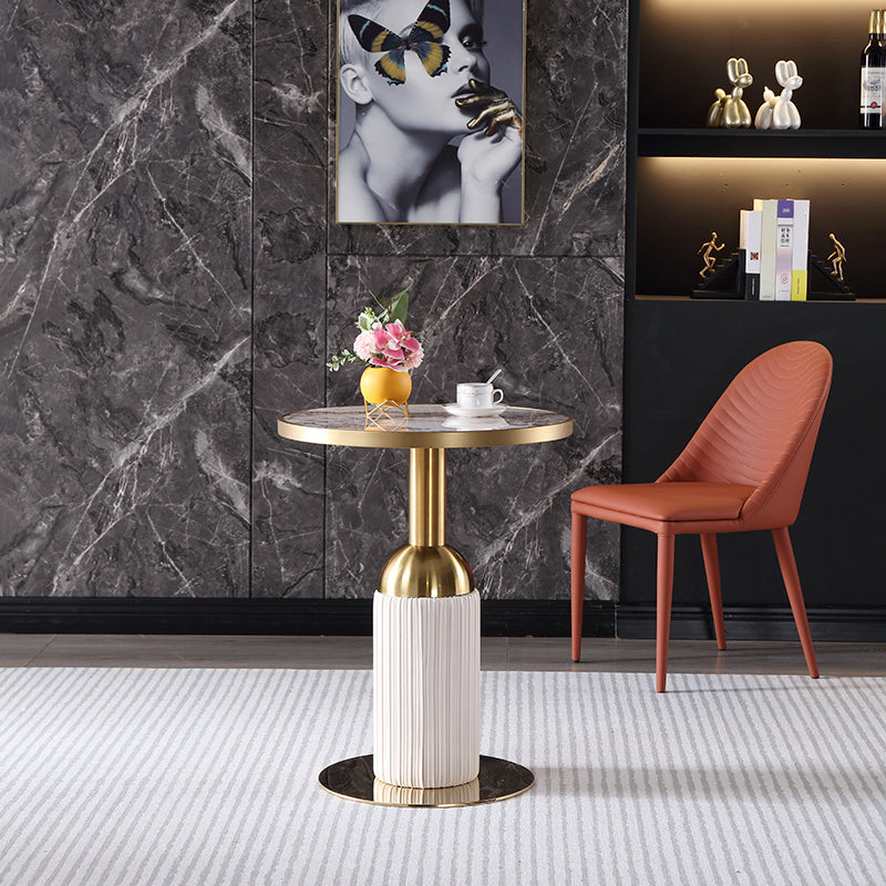 Round Shape Sintered Stone Dining Table Glam Pedestal Table for Dining Room Clearhalo ' dining_table' 'Dining Tables & Seating' 'Dining Tables' 'furn' 'furn_dining_table' 'Furniture' 'furniture_dining_table' 'Kitchen & Dining Furniture' 'kitchen&dining_furn' 'kitchen' 'kitchen_dining_table' 3994762