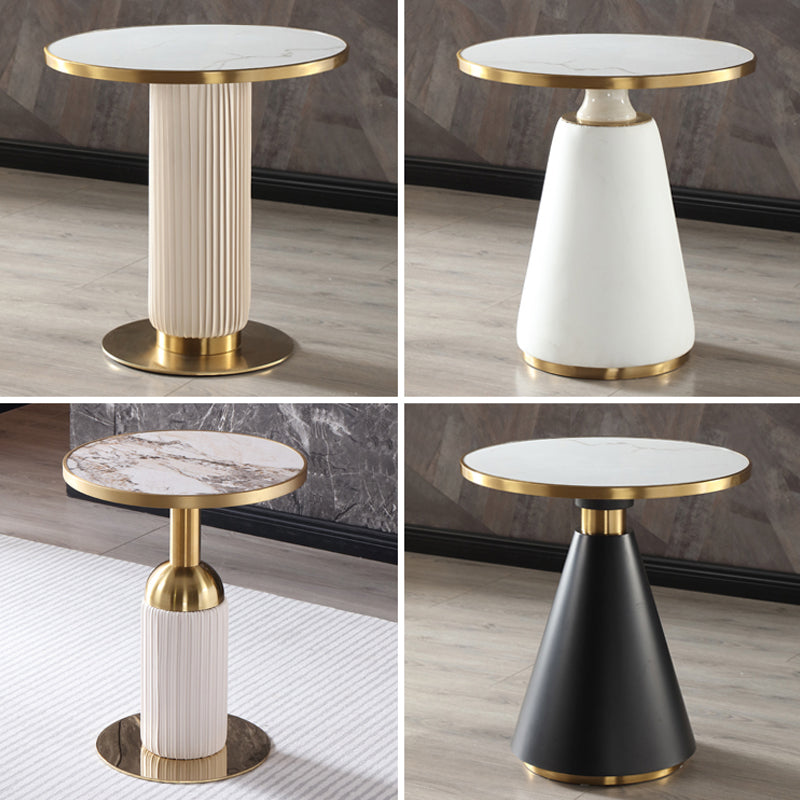 Round Shape Sintered Stone Dining Table Glam Pedestal Table for Dining Room Clearhalo ' dining_table' 'Dining Tables & Seating' 'Dining Tables' 'furn' 'furn_dining_table' 'Furniture' 'furniture_dining_table' 'Kitchen & Dining Furniture' 'kitchen&dining_furn' 'kitchen' 'kitchen_dining_table' 3994764