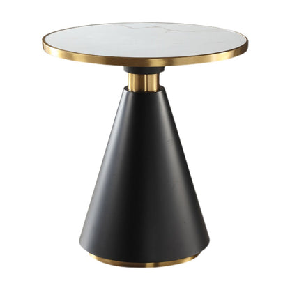 Round Shape Sintered Stone Dining Table Glam Pedestal Table for Dining Room Black White Without Chairs Clearhalo ' dining_table' 'Dining Tables & Seating' 'Dining Tables' 'furn' 'furn_dining_table' 'Furniture' 'furniture_dining_table' 'Kitchen & Dining Furniture' 'kitchen&dining_furn' 'kitchen' 'kitchen_dining_table' 3994765