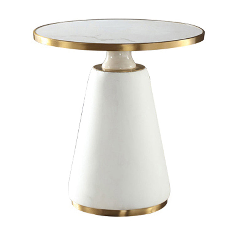 Round Shape Sintered Stone Dining Table Glam Pedestal Table for Dining Room Off-White Without Chairs Clearhalo ' dining_table' 'Dining Tables & Seating' 'Dining Tables' 'furn' 'furn_dining_table' 'Furniture' 'furniture_dining_table' 'Kitchen & Dining Furniture' 'kitchen&dining_furn' 'kitchen' 'kitchen_dining_table' 3994766