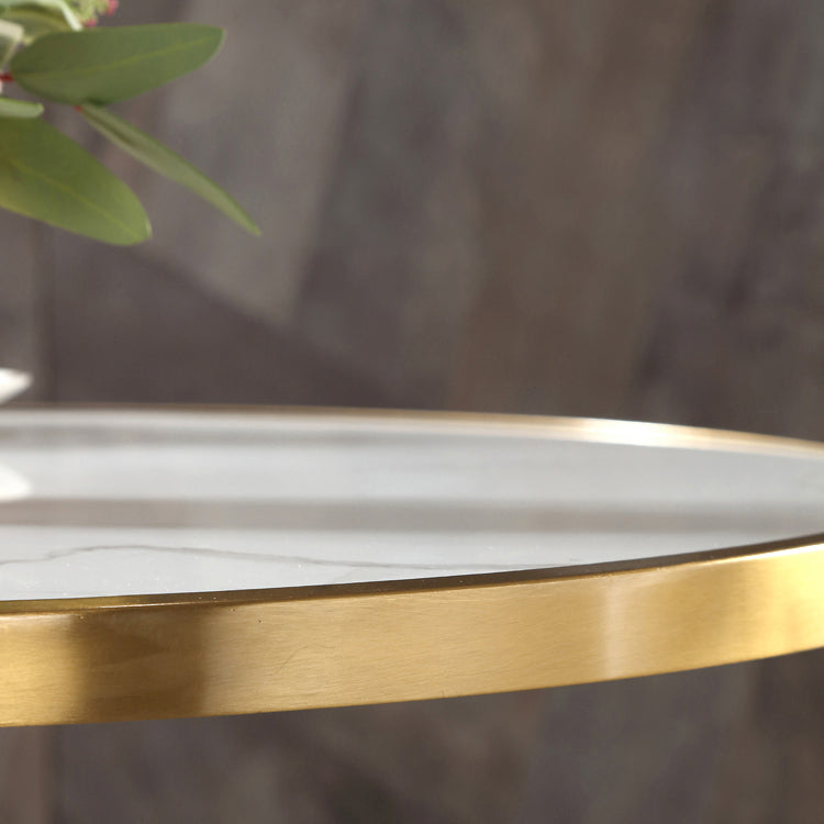 Round Shape Sintered Stone Dining Table Glam Pedestal Table for Dining Room Clearhalo ' dining_table' 'Dining Tables & Seating' 'Dining Tables' 'furn' 'furn_dining_table' 'Furniture' 'furniture_dining_table' 'Kitchen & Dining Furniture' 'kitchen&dining_furn' 'kitchen' 'kitchen_dining_table' 3994769