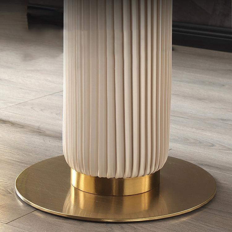 Round Shape Sintered Stone Dining Table Glam Pedestal Table for Dining Room Clearhalo ' dining_table' 'Dining Tables & Seating' 'Dining Tables' 'furn' 'furn_dining_table' 'Furniture' 'furniture_dining_table' 'Kitchen & Dining Furniture' 'kitchen&dining_furn' 'kitchen' 'kitchen_dining_table' 3994770