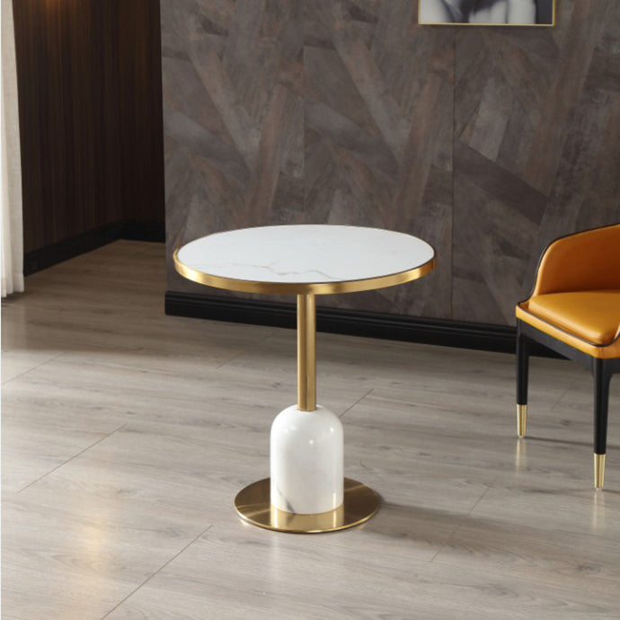 Round Shape Sintered Stone Dining Table Glam Pedestal Table for Dining Room Gloss White Without Chairs Clearhalo ' dining_table' 'Dining Tables & Seating' 'Dining Tables' 'furn' 'furn_dining_table' 'Furniture' 'furniture_dining_table' 'Kitchen & Dining Furniture' 'kitchen&dining_furn' 'kitchen' 'kitchen_dining_table' 3994773