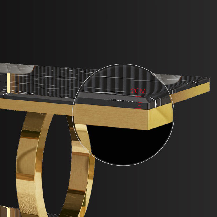 Luxury Marble Dining Table Rectangle Table with Metal Pedestal in Gold Clearhalo ' dining_table' 'Dining Tables & Seating' 'Dining Tables' 'furn' 'furn_dining_table' 'Furniture' 'furniture_dining_table' 'Kitchen & Dining Furniture' 'kitchen&dining_furn' 'kitchen' 'kitchen_dining_table' 3994805