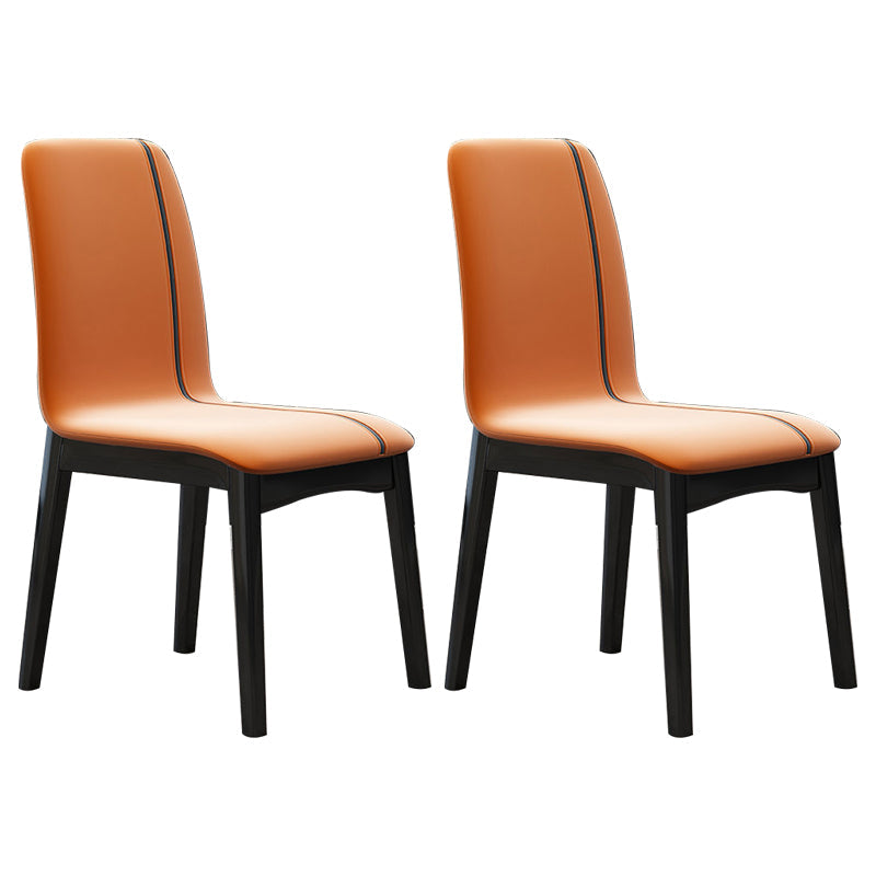 Upholstered Industrial Living Room Side Chair Matte Finish Solid Back Dining Chair (Set of 2) Orange Clearhalo ' kitchen&dining_furn' 'Dining Chairs' 'Dining Tables & Seating' 'dining_chair' 'furn' 'furn_dining_chair' 'Furniture' 'furniture_dining_chair' 'Kitchen & Dining Furniture' 'kitchen' 3997250