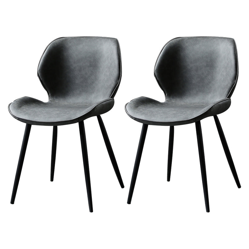 PU Leather Scandinavian Side Chair Wingback Matte Finish Dining Chair(Set of 4) Dark Gray 2 Piece Set Black Clearhalo ' kitchen&dining_furn' 'Dining Chairs' 'Dining Tables & Seating' 'dining_chair' 'furn' 'furn_dining_chair' 'Furniture' 'furniture_dining_chair' 'Kitchen & Dining Furniture' 'kitchen' 3997325