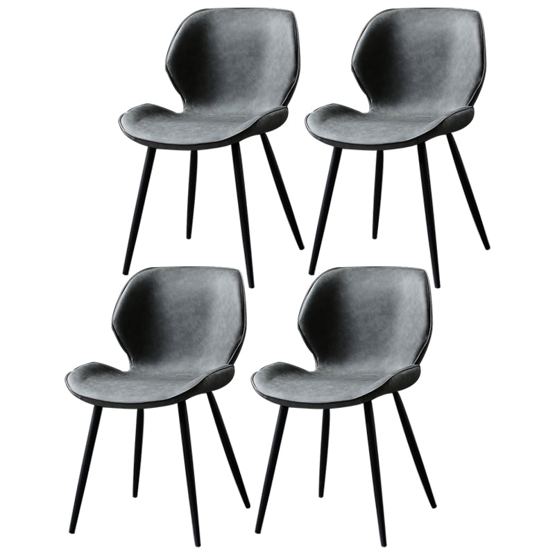 PU Leather Scandinavian Side Chair Wingback Matte Finish Dining Chair(Set of 4) Dark Gray 4 Piece Set Black Clearhalo ' kitchen&dining_furn' 'Dining Chairs' 'Dining Tables & Seating' 'dining_chair' 'furn' 'furn_dining_chair' 'Furniture' 'furniture_dining_chair' 'Kitchen & Dining Furniture' 'kitchen' 3997326