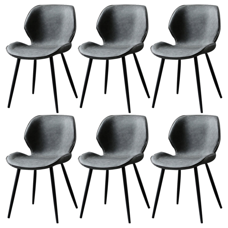 PU Leather Scandinavian Side Chair Wingback Matte Finish Dining Chair(Set of 4) Dark Gray 6 Piece Set Black Clearhalo ' kitchen&dining_furn' 'Dining Chairs' 'Dining Tables & Seating' 'dining_chair' 'furn' 'furn_dining_chair' 'Furniture' 'furniture_dining_chair' 'Kitchen & Dining Furniture' 'kitchen' 3997328