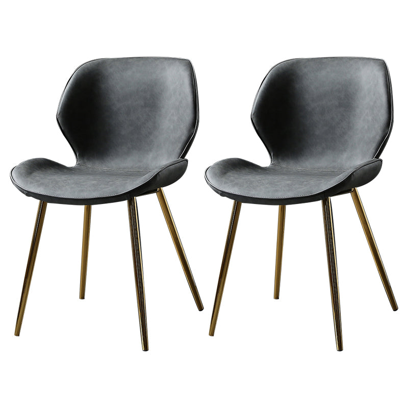 PU Leather Scandinavian Side Chair Wingback Matte Finish Dining Chair(Set of 4) Dark Gray 2 Piece Set Brass Gold Clearhalo ' kitchen&dining_furn' 'Dining Chairs' 'Dining Tables & Seating' 'dining_chair' 'furn' 'furn_dining_chair' 'Furniture' 'furniture_dining_chair' 'Kitchen & Dining Furniture' 'kitchen' 3997330