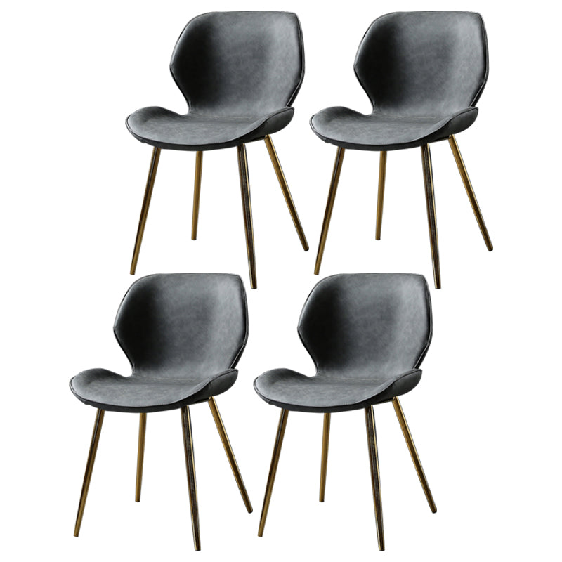 PU Leather Scandinavian Side Chair Wingback Matte Finish Dining Chair(Set of 4) Dark Gray 4 Piece Set Brass Gold Clearhalo ' kitchen&dining_furn' 'Dining Chairs' 'Dining Tables & Seating' 'dining_chair' 'furn' 'furn_dining_chair' 'Furniture' 'furniture_dining_chair' 'Kitchen & Dining Furniture' 'kitchen' 3997333