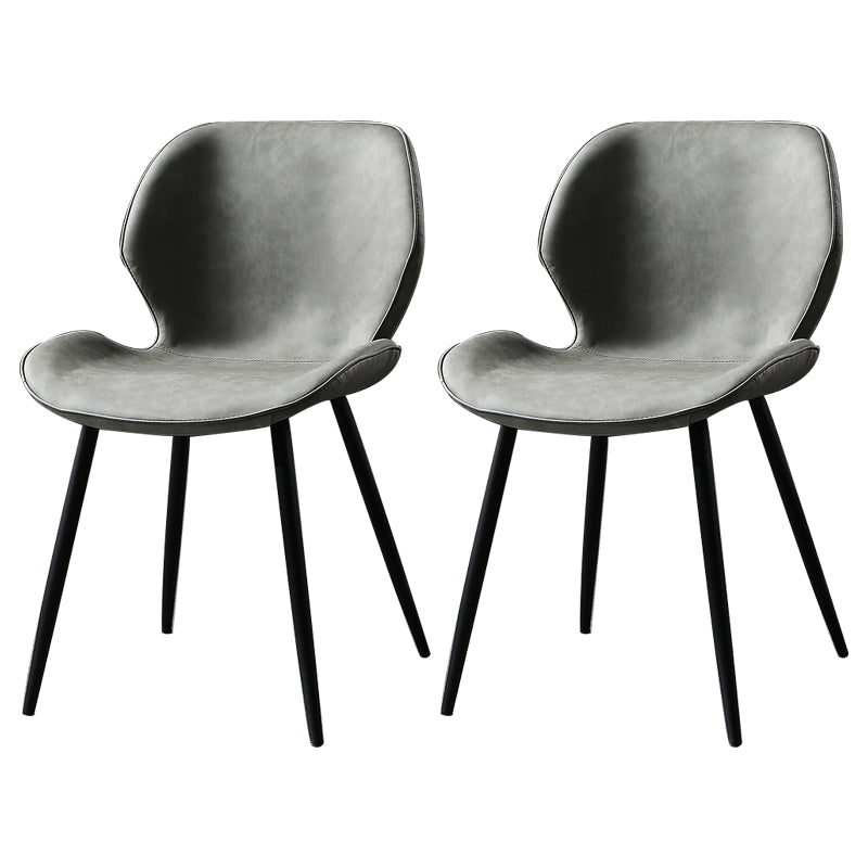 PU Leather Scandinavian Side Chair Wingback Matte Finish Dining Chair(Set of 4) Light Gray 2 Piece Set Black Clearhalo ' kitchen&dining_furn' 'Dining Chairs' 'Dining Tables & Seating' 'dining_chair' 'furn' 'furn_dining_chair' 'Furniture' 'furniture_dining_chair' 'Kitchen & Dining Furniture' 'kitchen' 3997336