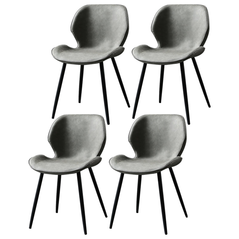 PU Leather Scandinavian Side Chair Wingback Matte Finish Dining Chair(Set of 4) Light Gray 4 Piece Set Black Clearhalo ' kitchen&dining_furn' 'Dining Chairs' 'Dining Tables & Seating' 'dining_chair' 'furn' 'furn_dining_chair' 'Furniture' 'furniture_dining_chair' 'Kitchen & Dining Furniture' 'kitchen' 3997339
