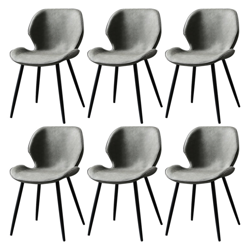 PU Leather Scandinavian Side Chair Wingback Matte Finish Dining Chair(Set of 4) Light Gray 6 Piece Set Black Clearhalo ' kitchen&dining_furn' 'Dining Chairs' 'Dining Tables & Seating' 'dining_chair' 'furn' 'furn_dining_chair' 'Furniture' 'furniture_dining_chair' 'Kitchen & Dining Furniture' 'kitchen' 3997341