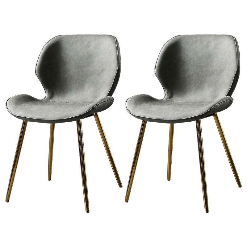 PU Leather Scandinavian Side Chair Wingback Matte Finish Dining Chair(Set of 4) Light Gray 2 Piece Set Brass Gold Clearhalo ' kitchen&dining_furn' 'Dining Chairs' 'Dining Tables & Seating' 'dining_chair' 'furn' 'furn_dining_chair' 'Furniture' 'furniture_dining_chair' 'Kitchen & Dining Furniture' 'kitchen' 3997342