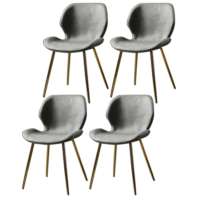 PU Leather Scandinavian Side Chair Wingback Matte Finish Dining Chair(Set of 4) Light Gray 4 Piece Set Brass Gold Clearhalo ' kitchen&dining_furn' 'Dining Chairs' 'Dining Tables & Seating' 'dining_chair' 'furn' 'furn_dining_chair' 'Furniture' 'furniture_dining_chair' 'Kitchen & Dining Furniture' 'kitchen' 3997344