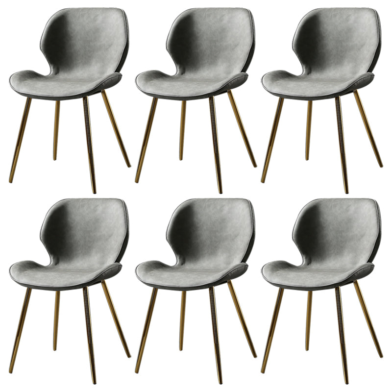 PU Leather Scandinavian Side Chair Wingback Matte Finish Dining Chair(Set of 4) Light Gray 6 Piece Set Brass Gold Clearhalo ' kitchen&dining_furn' 'Dining Chairs' 'Dining Tables & Seating' 'dining_chair' 'furn' 'furn_dining_chair' 'Furniture' 'furniture_dining_chair' 'Kitchen & Dining Furniture' 'kitchen' 3997347