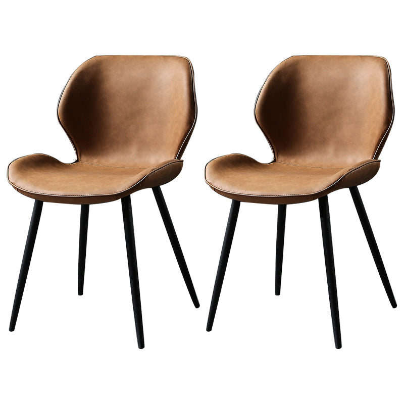 PU Leather Scandinavian Side Chair Wingback Matte Finish Dining Chair(Set of 4) Brown 2 Piece Set Black Clearhalo ' kitchen&dining_furn' 'Dining Chairs' 'Dining Tables & Seating' 'dining_chair' 'furn' 'furn_dining_chair' 'Furniture' 'furniture_dining_chair' 'Kitchen & Dining Furniture' 'kitchen' 3997349