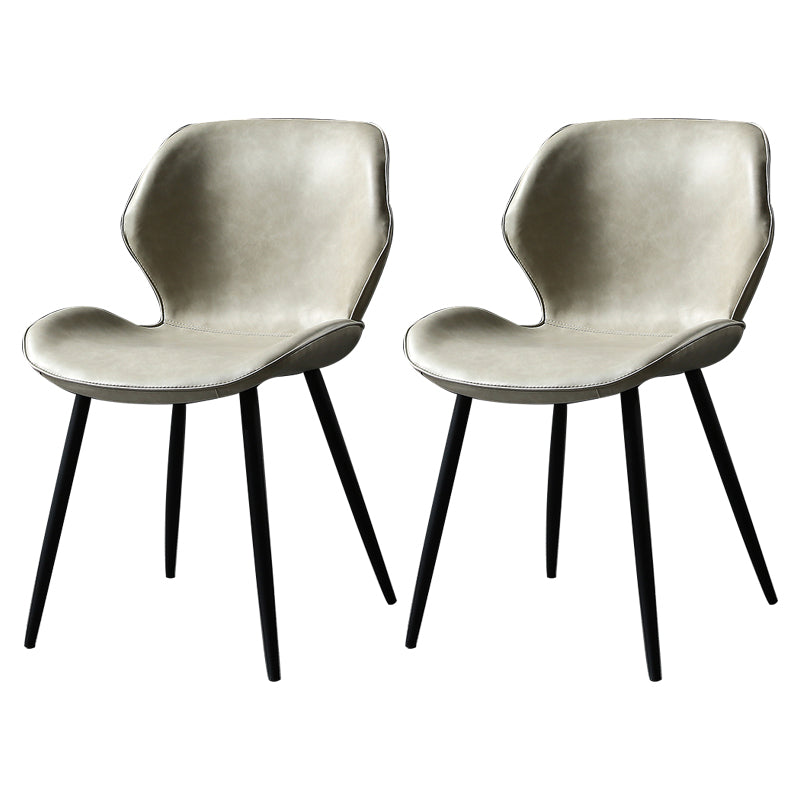 PU Leather Scandinavian Side Chair Wingback Matte Finish Dining Chair(Set of 4) Off-White 2 Piece Set Black Clearhalo ' kitchen&dining_furn' 'Dining Chairs' 'Dining Tables & Seating' 'dining_chair' 'furn' 'furn_dining_chair' 'Furniture' 'furniture_dining_chair' 'Kitchen & Dining Furniture' 'kitchen' 3997355
