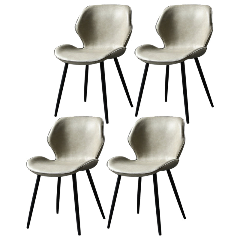 PU Leather Scandinavian Side Chair Wingback Matte Finish Dining Chair(Set of 4) Off-White 4 Piece Set Black Clearhalo ' kitchen&dining_furn' 'Dining Chairs' 'Dining Tables & Seating' 'dining_chair' 'furn' 'furn_dining_chair' 'Furniture' 'furniture_dining_chair' 'Kitchen & Dining Furniture' 'kitchen' 3997356