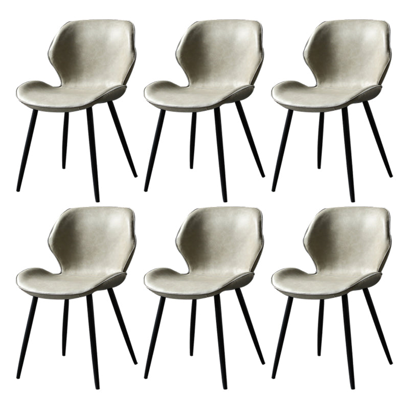 PU Leather Scandinavian Side Chair Wingback Matte Finish Dining Chair(Set of 4) Off-White 6 Piece Set Black Clearhalo ' kitchen&dining_furn' 'Dining Chairs' 'Dining Tables & Seating' 'dining_chair' 'furn' 'furn_dining_chair' 'Furniture' 'furniture_dining_chair' 'Kitchen & Dining Furniture' 'kitchen' 3997357