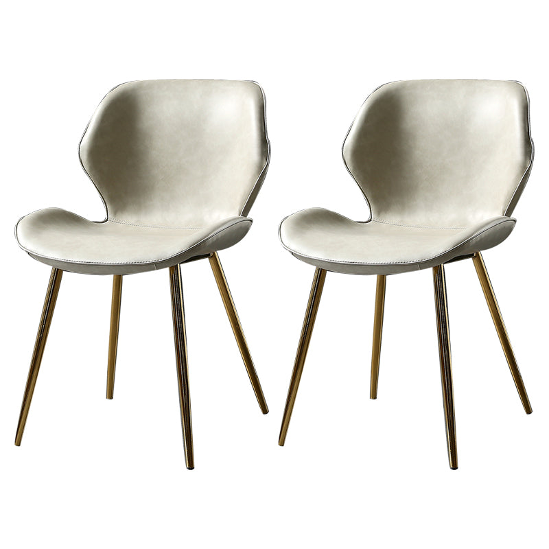 PU Leather Scandinavian Side Chair Wingback Matte Finish Dining Chair(Set of 4) Off-White 2 Piece Set Brass Gold Clearhalo ' kitchen&dining_furn' 'Dining Chairs' 'Dining Tables & Seating' 'dining_chair' 'furn' 'furn_dining_chair' 'Furniture' 'furniture_dining_chair' 'Kitchen & Dining Furniture' 'kitchen' 3997358