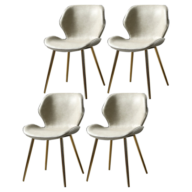 PU Leather Scandinavian Side Chair Wingback Matte Finish Dining Chair(Set of 4) Off-White 4 Piece Set Brass Gold Clearhalo ' kitchen&dining_furn' 'Dining Chairs' 'Dining Tables & Seating' 'dining_chair' 'furn' 'furn_dining_chair' 'Furniture' 'furniture_dining_chair' 'Kitchen & Dining Furniture' 'kitchen' 3997359