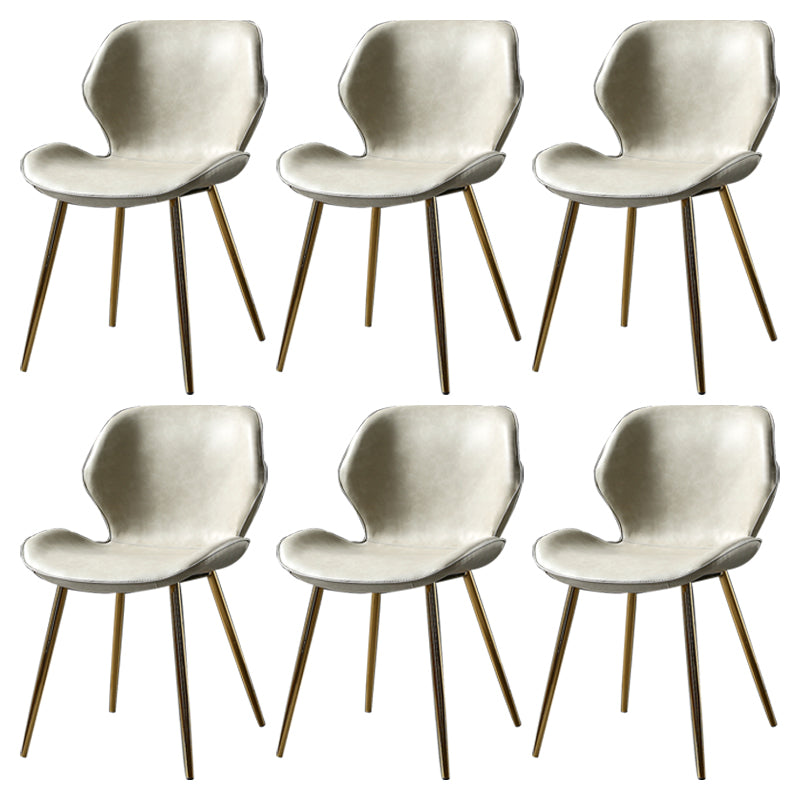 PU Leather Scandinavian Side Chair Wingback Matte Finish Dining Chair(Set of 4) Off-White 6 Piece Set Brass Gold Clearhalo ' kitchen&dining_furn' 'Dining Chairs' 'Dining Tables & Seating' 'dining_chair' 'furn' 'furn_dining_chair' 'Furniture' 'furniture_dining_chair' 'Kitchen & Dining Furniture' 'kitchen' 3997360