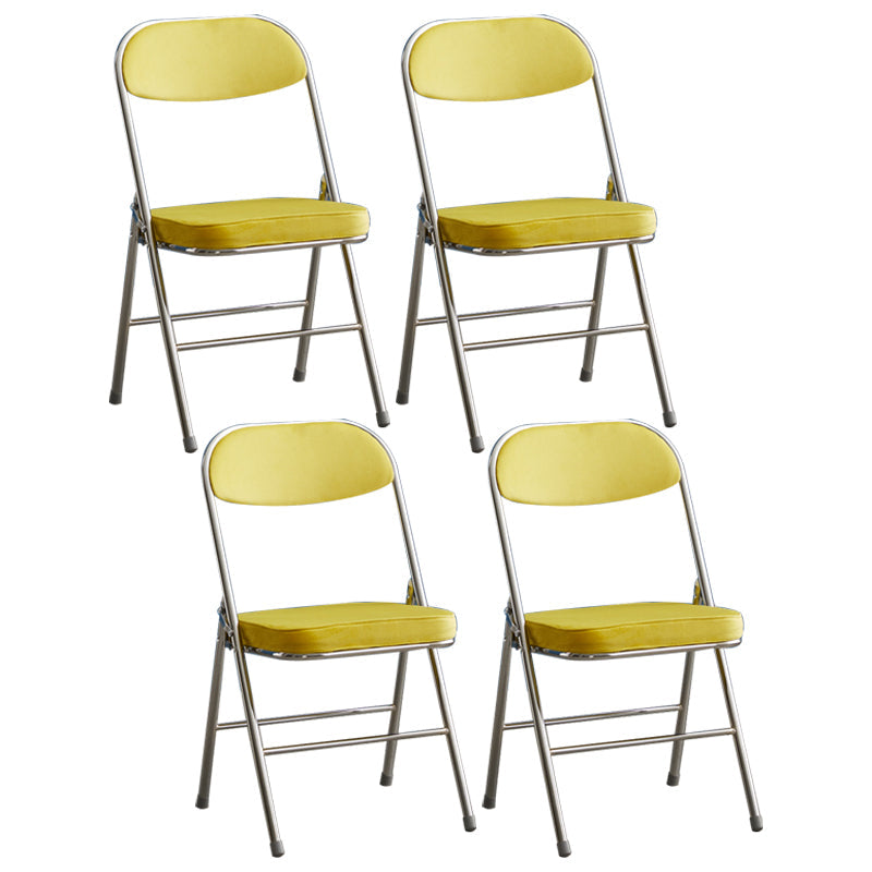 Upholstered Scandinavian Home Side Chair Matte Finish Folding Dining Chair Yellow 4 Piece Set Clearhalo ' kitchen&dining_furn' 'Dining Chairs' 'Dining Tables & Seating' 'dining_chair' 'furn' 'furn_dining_chair' 'Furniture' 'furniture_dining_chair' 'Kitchen & Dining Furniture' 'kitchen' 3997392