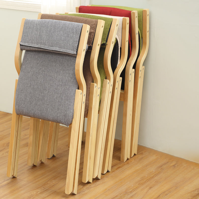 Contemporary Open Linen Side Chair Matte Finish Folding Dining Chair with Natural Legs Clearhalo ' kitchen&dining_furn' 'Dining Chairs' 'Dining Tables & Seating' 'dining_chair' 'furn' 'furn_dining_chair' 'Furniture' 'furniture_dining_chair' 'Kitchen & Dining Furniture' 'kitchen' 3997433